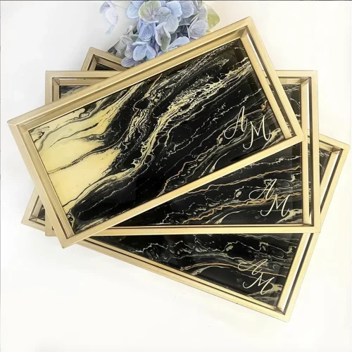 Black & Gold Nest Trays (Set of 3)
