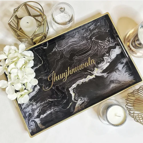 Black Rectangular Marble Tray