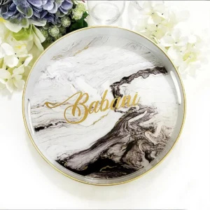 White Circular Marble Tray
