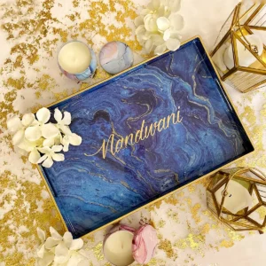 Blue Rectangular Marble Tray