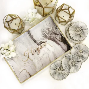 White Rectangular Marble Tray