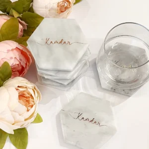 Hexagon Marble Coasters